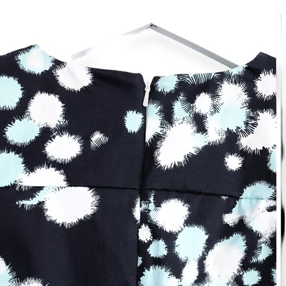 NWT French Connection fit & flare cotton mini dress. size 12, Gray, blue‎ print - Picture 4 of 11